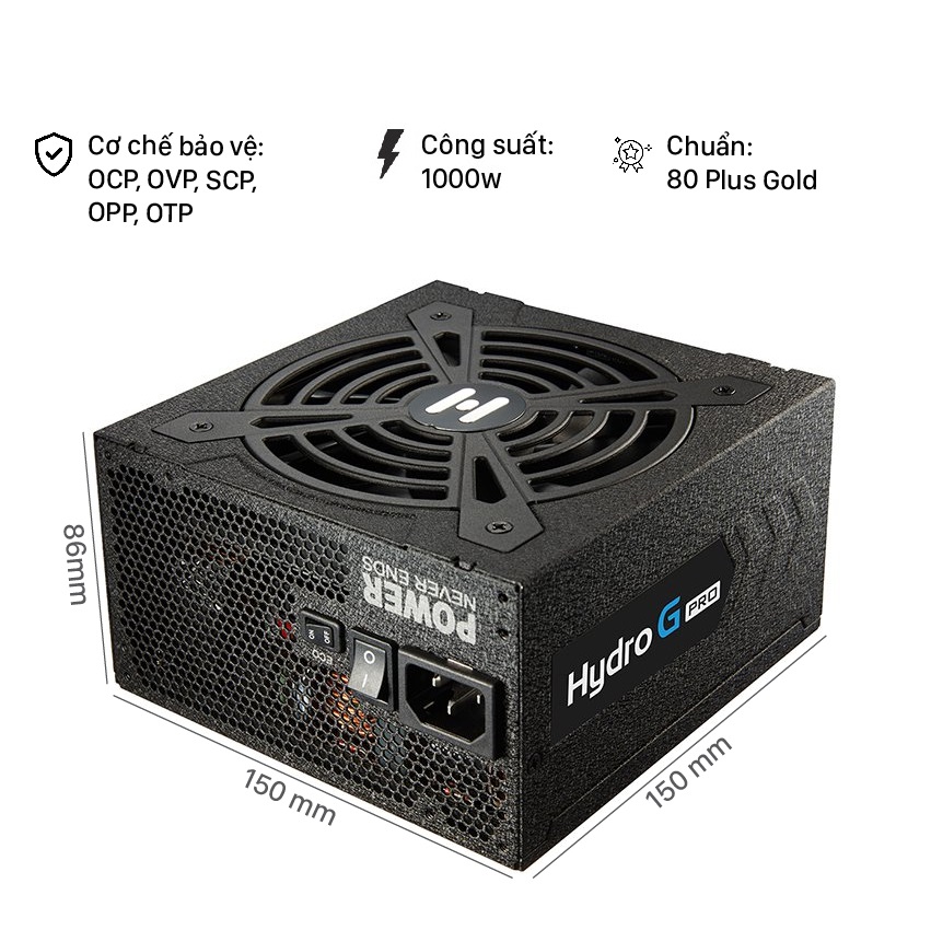 NGUỒN 1000W FSP HYDRO G PRO - 80 PLUS GOLD PCIE5 ATX.3 FULL MD NEW