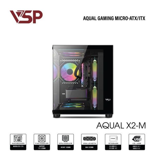 Vỏ Case VSP AQUAL X2-M Đen/Black