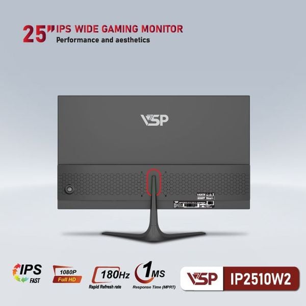Màn hình phẳng Đen VSP IP2510W2 25'' FHD IPS 180Hz 1ms
