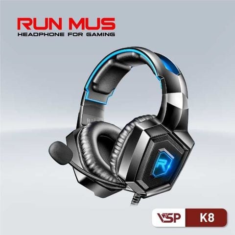 TAI NGHE RUN MUS K8 LED 3.5 BLACK NEW