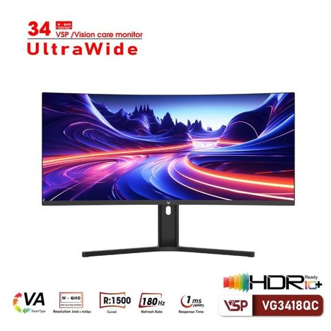 Màn hình cong VSP VG3418QC 34' UWDHD VA 180Hz 1Ms chuyên game