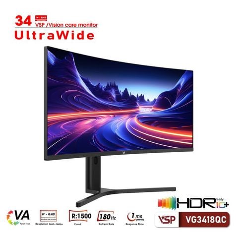 Màn hình cong VSP VG3418QC 34' UWDHD VA 180Hz 1Ms chuyên game
