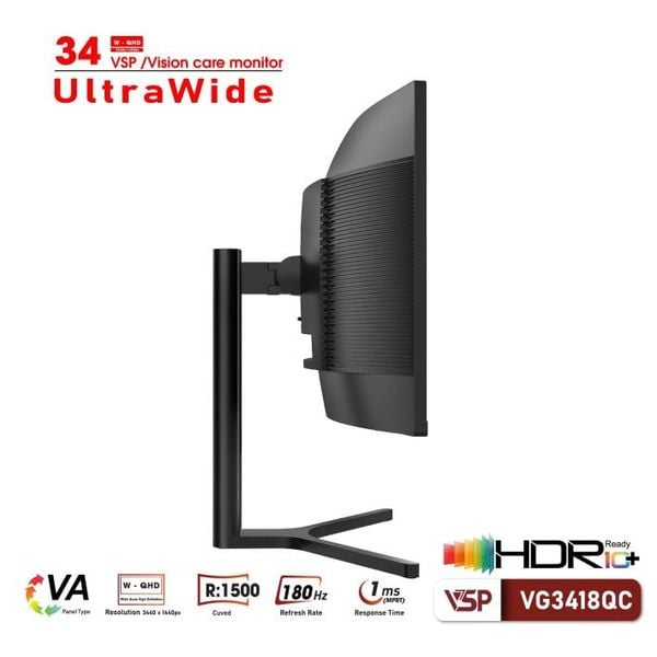 Màn hình cong VSP VG3418QC 34' UWDHD VA 180Hz 1Ms chuyên game