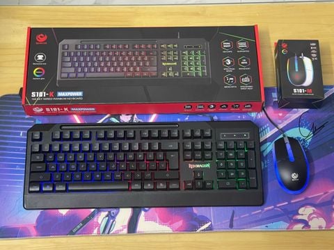 Combo phím chuột giả cơ Redragon S101-K Đen/Black