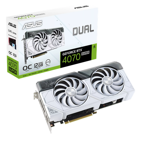 Card màn hình ASUS Dual GeForce RTX 4070 Super White OC Edition 12GB GDDR6X (DUAL-RTX4070S-O12G-WHITE)