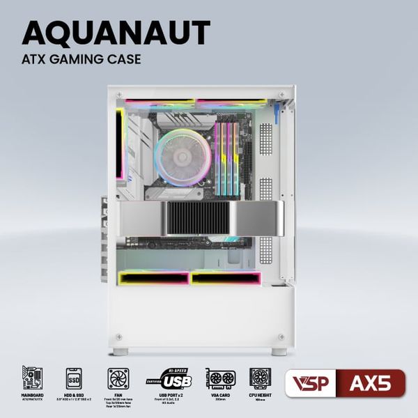 CASE VSP AX5 AQUANAUT GAMING ATX WHITE NEW ( KHÔNG KÈM FAN)