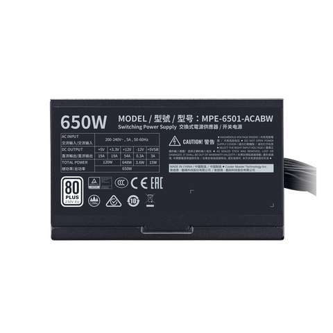 Nguồn máy tính COOLER MASTER NWE WHITE 650W Đen/Black