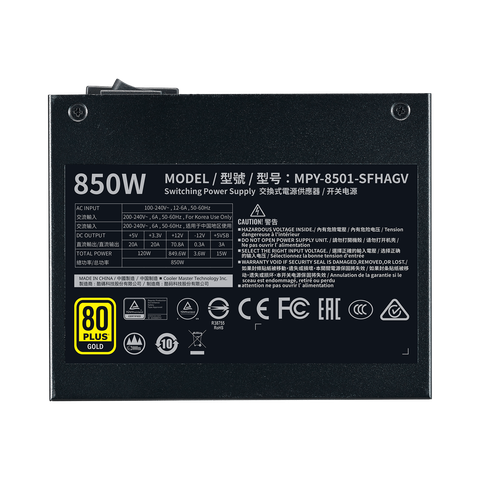 Nguồn máy tính COOLER MASTER X SFX 80 Plus Gold 850W Đen/Black