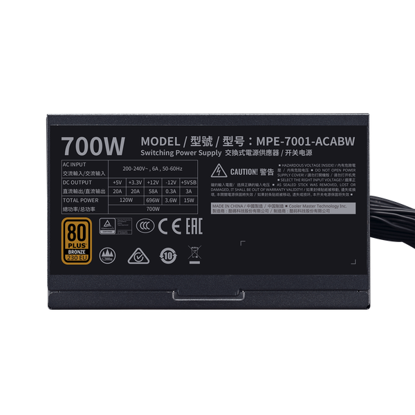 Nguồn máy tính COOLER MASTER NVME V2 230V 80 Plus Brozen 700W Đen/Black