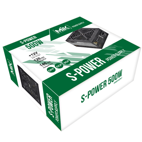 Nguồn máy tính MIK S-POWER 500W Đen/Black