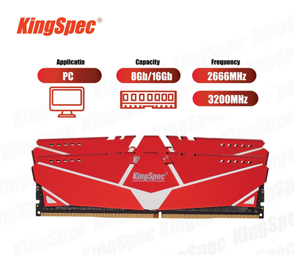 RAM DR4 8G BUSS 3200 KINGSPEC TẢN NHIỆT NEW