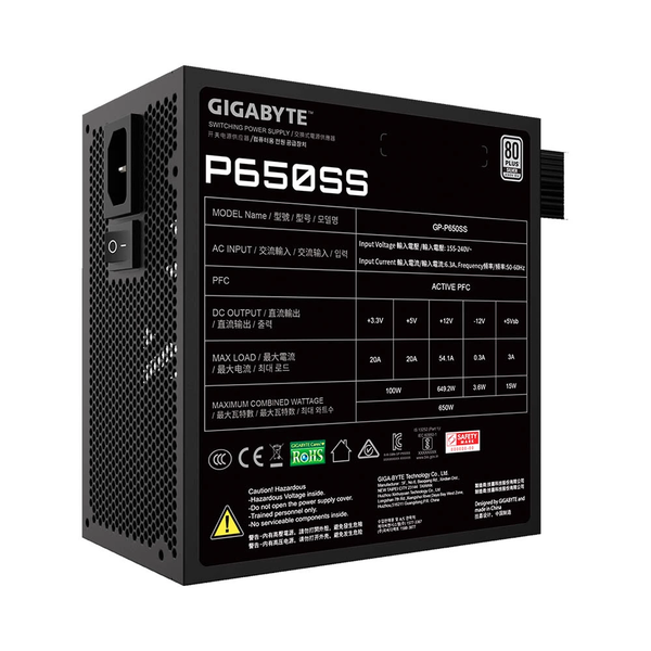 Nguồn máy tính Gigabyte P650SS 80 Plus Silver GP-P650SS 650W Đen/Black