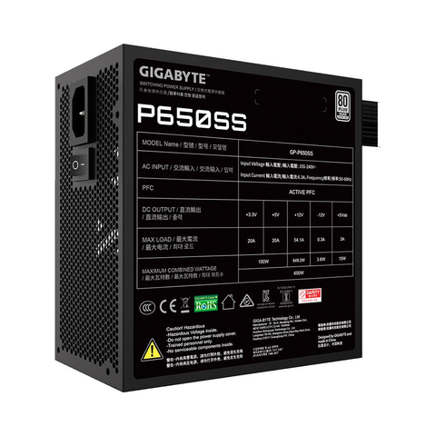 Nguồn máy tính Gigabyte P650SS 80 Plus Silver GP-P650SS 650W Đen/Black