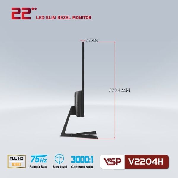 Màn hình phẳng Đen VSP V2204H 22'' FHD VA 100Hz 3ms