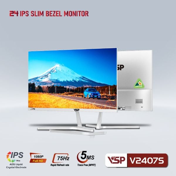 Màn hình phẳng Trắng VSP V2407S 24'' FHD IPS 75Hz 5ms