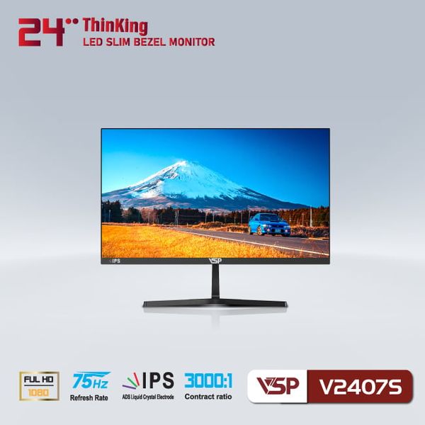LCD 24 IN VSP V2407S IPS 75HZ PHẲNG ĐEN