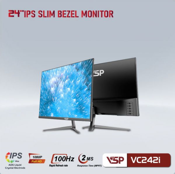 Màn hình phẳng Đen VSP VC242I 24'' FHD IPS 100Hz 2ms