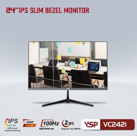 Màn hình phẳng Đen VSP VC242I 24'' FHD IPS 100Hz 2ms