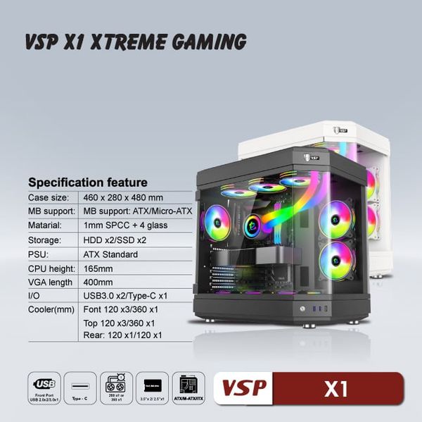 CASE VSP X1 XTREME GAMING WHITE NEW