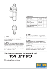  YZ250F Giảm xóc/ phuộc sau Öhlins TTX FLOW DV (không lò xo) 