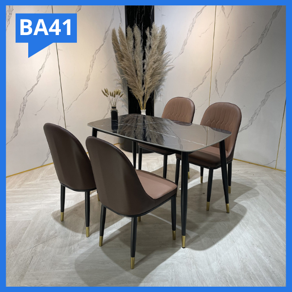 Bàn ăn mặt đá 4 ghế BA41