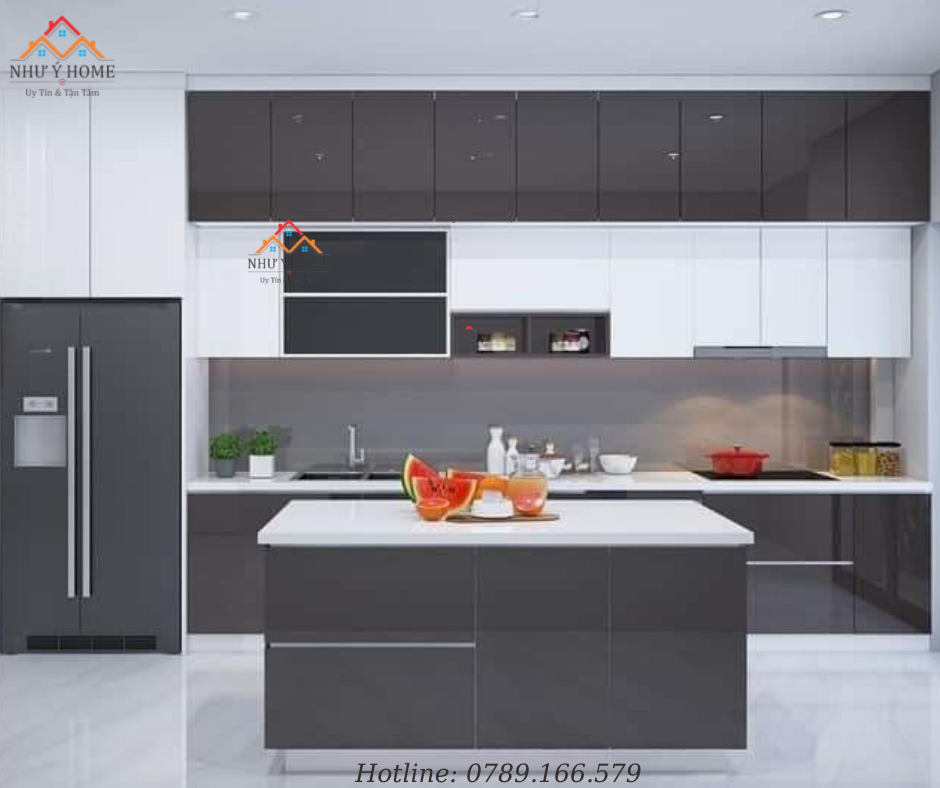 Tủ bếp nhựa Vincoplast cánh phủ acrylic bóng gương TB32