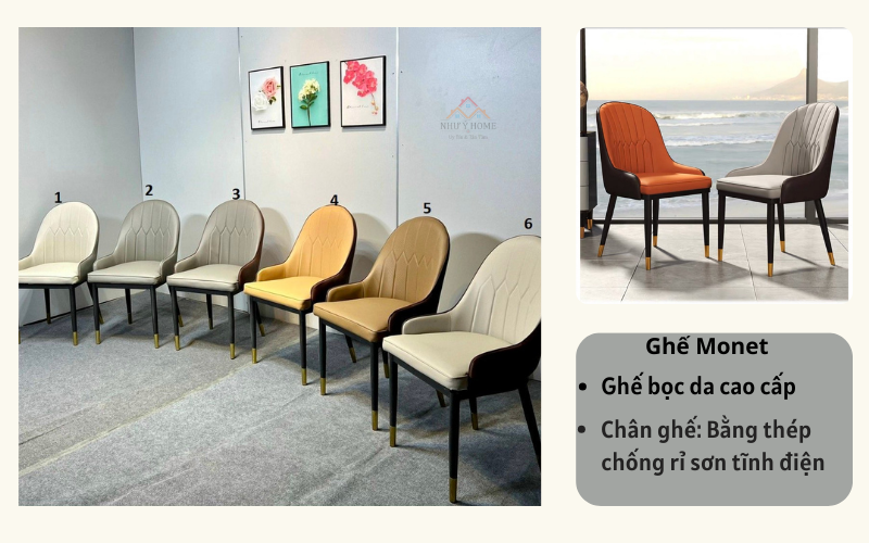 Bàn ăn mặt đá 6 ghế monet nhập khẩu