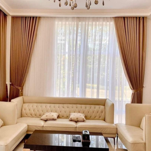 Rèm vải hiện đại phòng ngủ 2 lớp chống nắng R03