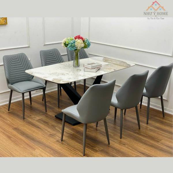 Bàn ăn mặt đá 6 ghế Vno cao cấp