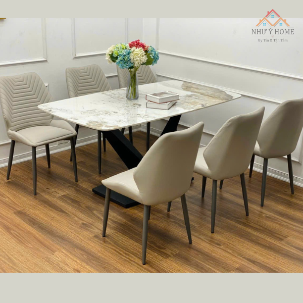 Bàn ăn mặt đá 6 ghế Vno cao cấp