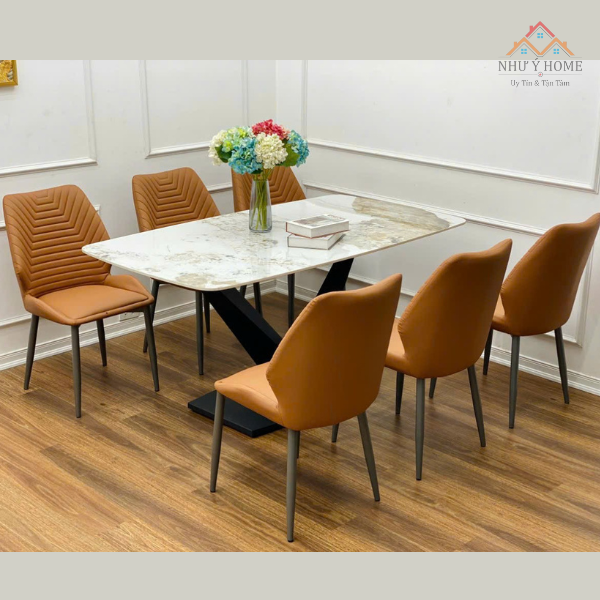 Bàn ăn mặt đá 6 ghế Vno cao cấp