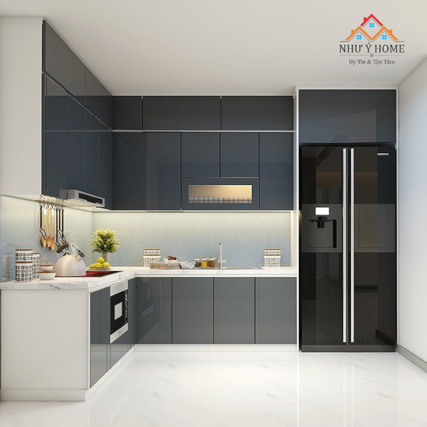 Tủ bếp nhựa Acrylic bóng gương TB01