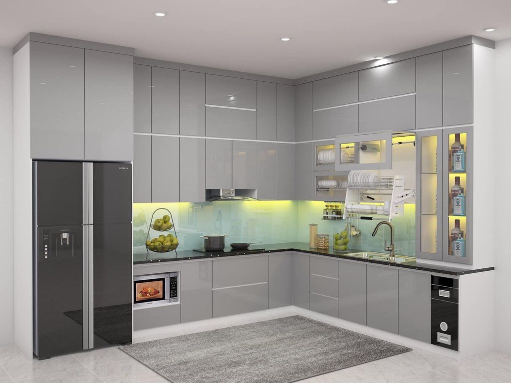Tủ bếp cánh phủ Acrylic cao cấp A1 – Như Ý Home