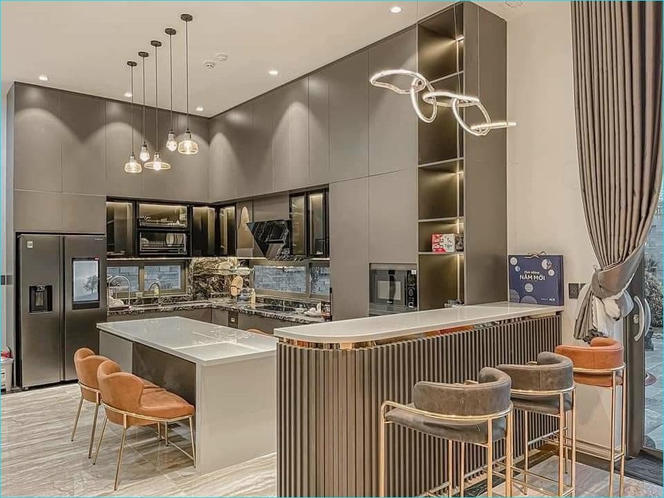 Tủ bếp cánh phủ Acrylic cao cấp - A6