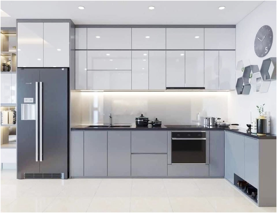 Tủ bếp nhựa Acrylic bóng gương TB03