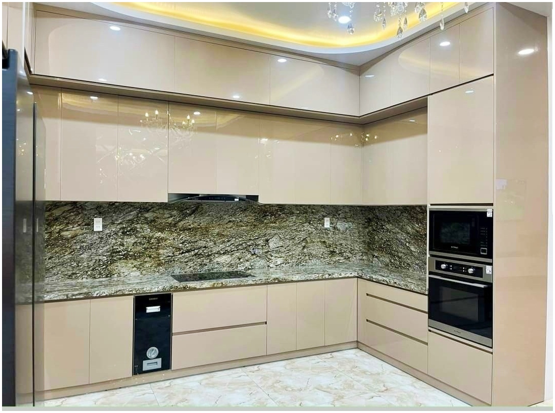 Tủ bếp nhựa Acrylic bóng gương TB01