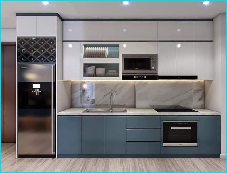 Tủ bếp nhựa Vincoplast cánh phủ acrylic bóng gương TB32