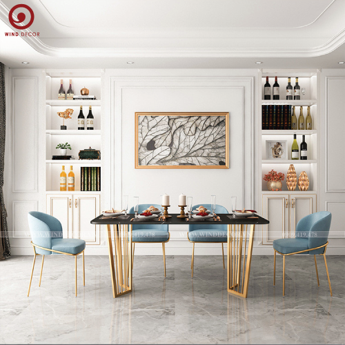  BAC-136 Bộ bàn ăn Royal Ceramic và 4 ghế Fil Noir Ami 