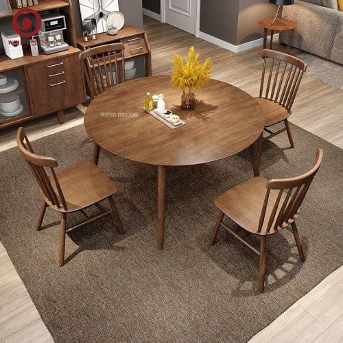  BA-70 Bộ Bàn Ăn Luna Round và 4 Ghế Song Tiện 