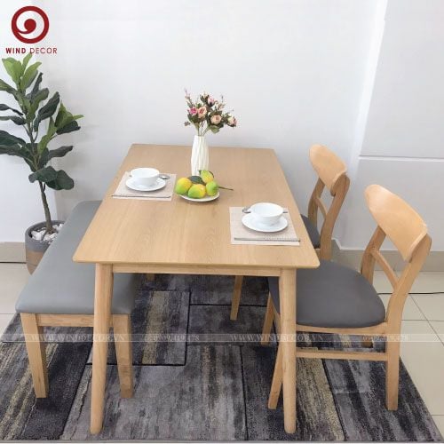 BA-44 Bộ Bàn Ăn 2 Ghế Mango + Băng Ghế – Nội Thất Wind Decor