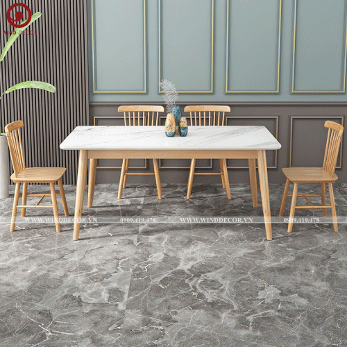  BAC-169 Bộ bàn ăn Uli Ceramic và 4 ghế Pinnston (Ghế Song Tiện) 