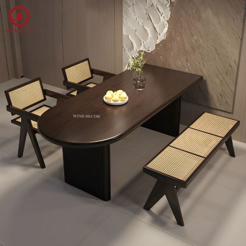  BAC-96 Bộ bàn ăn 2 ghế Vleg kết hợp Ghế Băng Mây 