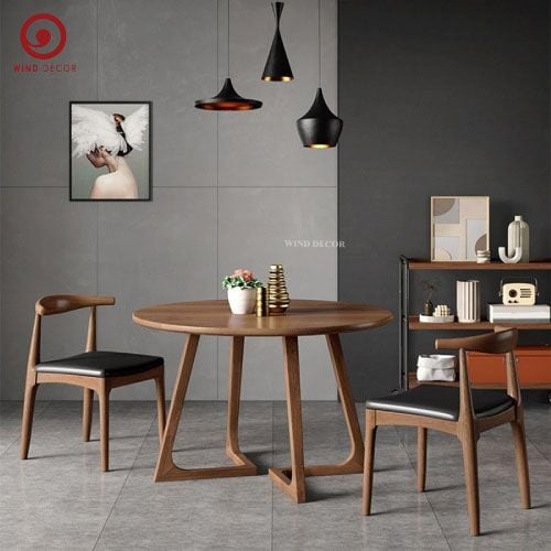  BA-26 Bộ Bàn Ăn Grace Wood Round và 4 Ghế Bull 