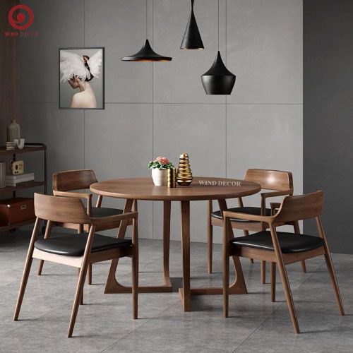  BA-11 Bộ Bàn Ăn Grace Round và 4 Ghế Hirosima Rubber 