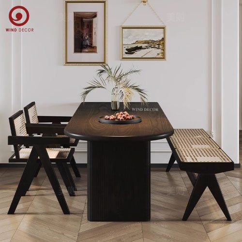  BAC-96 Bộ bàn ăn 2 ghế Vleg kết hợp Ghế Băng Mây Rattan 