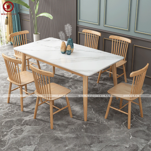  BAC-169 Bộ bàn ăn Uli Ceramic và 4 ghế Pinnston (Ghế Song Tiện) 