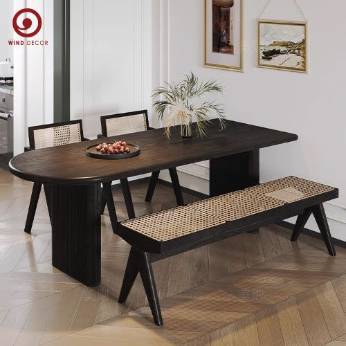  BAC-96 Bộ bàn ăn 2 ghế Vleg kết hợp Ghế Băng Mây Rattan 