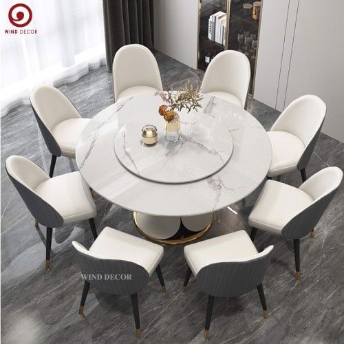  Bàn ăn tròn 2 mặt đá xoay Melisa 