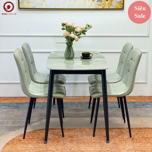  Bộ bàn ăn Ceramic và 4 Ghế Caro 