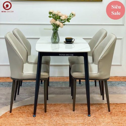  Bộ bàn ăn Ceramic và 4 Ghế Kave 